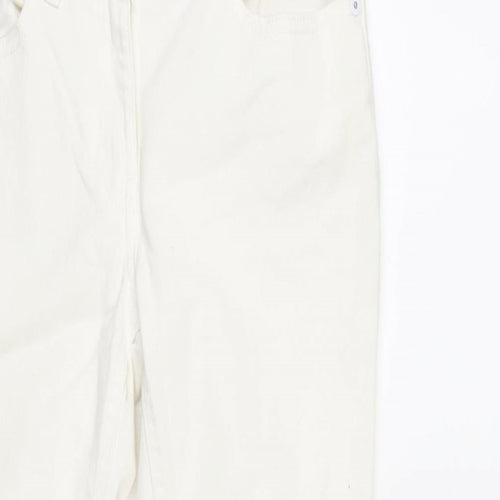 F&F Womens Ivory Cotton Blend Straight Jeans Size 8 L26 in Regular Zip