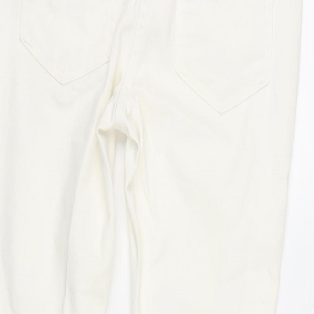 F&F Womens Ivory Cotton Blend Straight Jeans Size 8 L26 in Regular Zip