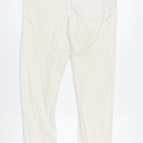 Papaya Womens Ivory Cotton Blend Straight Jeans Size 12 L30 in Regular Zip
