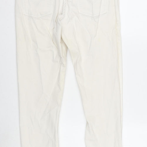 Papaya Womens Ivory Cotton Blend Straight Jeans Size 12 L30 in Regular Zip