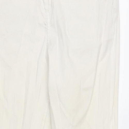 Papaya Womens Ivory Cotton Blend Straight Jeans Size 12 L30 in Regular Zip