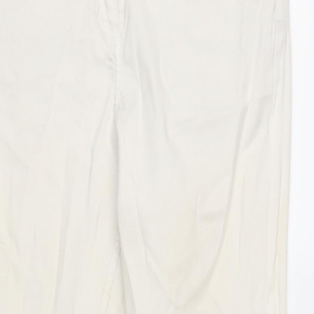 Papaya Womens Ivory Cotton Blend Straight Jeans Size 12 L30 in Regular Zip