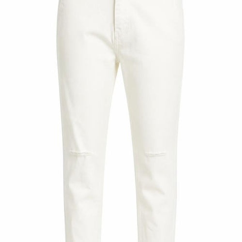 Berksha Girls Ivory Cotton Tapered Jeans Size XS L27.5 in Regular Zip - Distressed