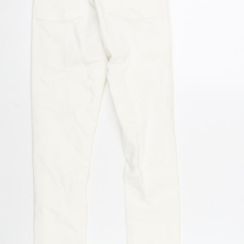 Berksha Girls Ivory Cotton Tapered Jeans Size XS L27.5 in Regular Zip - Distressed