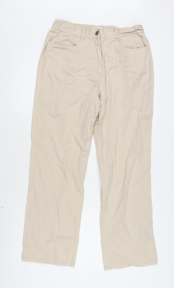 Klass Womens Beige Cotton Blend Straight Jeans Size 12 L27.5 in Regular Zip