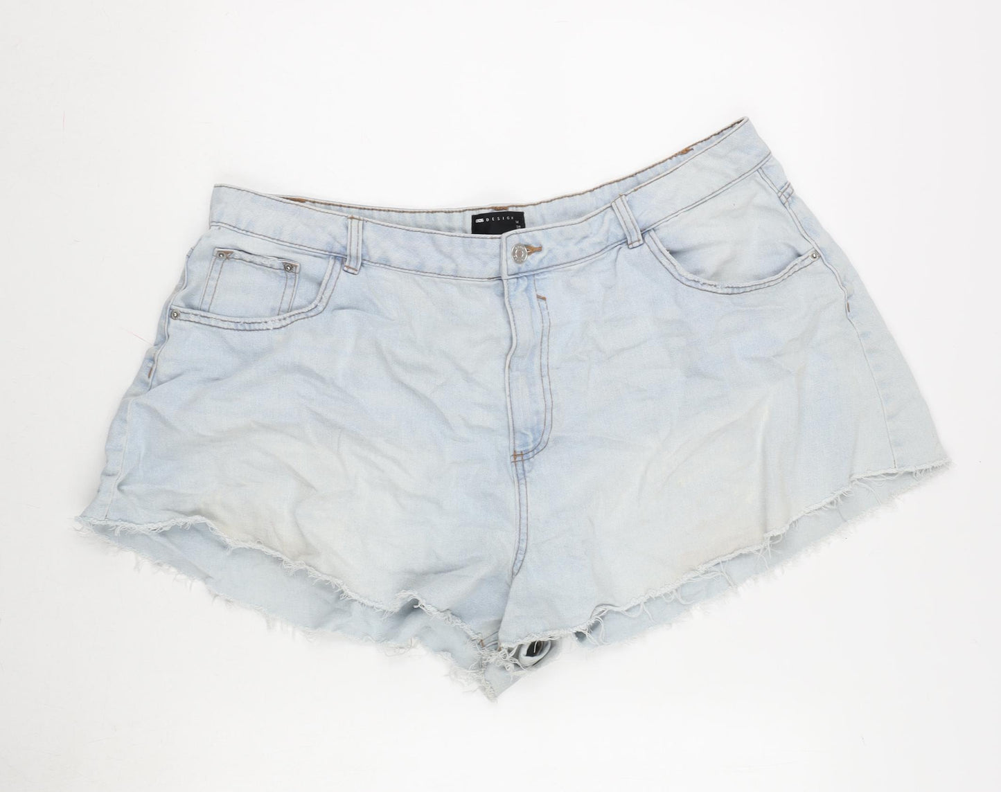 ASOS Womens Blue Cotton Cut-Off Shorts Size 20 Regular Zip