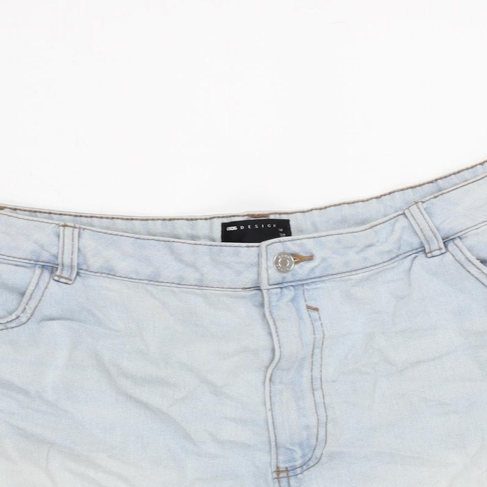ASOS Womens Blue Cotton Cut-Off Shorts Size 20 Regular Zip