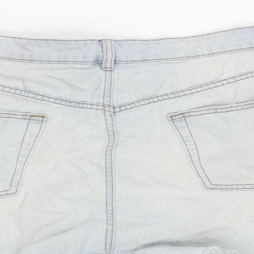 ASOS Womens Blue Cotton Cut-Off Shorts Size 20 Regular Zip