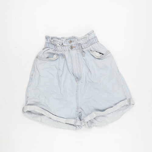 New Look Womens Blue Cotton Basic Shorts Size 6 Regular Zip