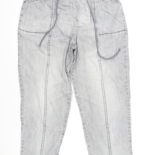Amber Womens Grey Cotton Tapered Jeans Size 14 L25 in Regular Tie