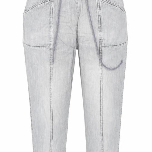Amber Womens Grey Cotton Tapered Jeans Size 14 L25 in Regular Tie