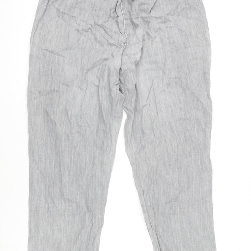 Amber Womens Grey Cotton Tapered Jeans Size 14 L25 in Regular Tie