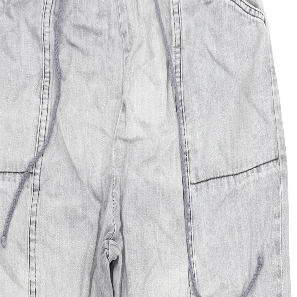 Amber Womens Grey Cotton Tapered Jeans Size 14 L25 in Regular Tie