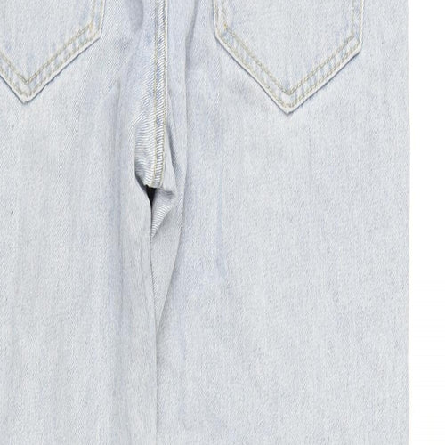 Boohoo MAN Mens Blue Cotton Straight Jeans Size 30 in L28 in Regular Zip - Raw Hem