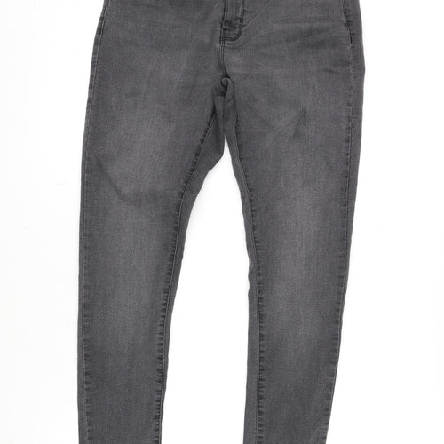 Dorothy Perkins Womens Grey Cotton Blend Tapered Jeans Size 10 L28.5 in Regular Zip