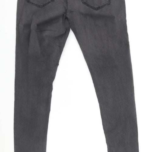 Dorothy Perkins Womens Grey Cotton Blend Tapered Jeans Size 10 L28.5 in Regular Zip