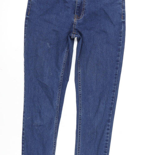 New Look Womens Blue Cotton Blend Skinny Jeans Size 10 L25.5 in Regular Zip