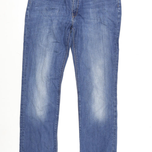 Lee Womens Blue Cotton Straight Jeans Size 33 in L30 in Regular Zip