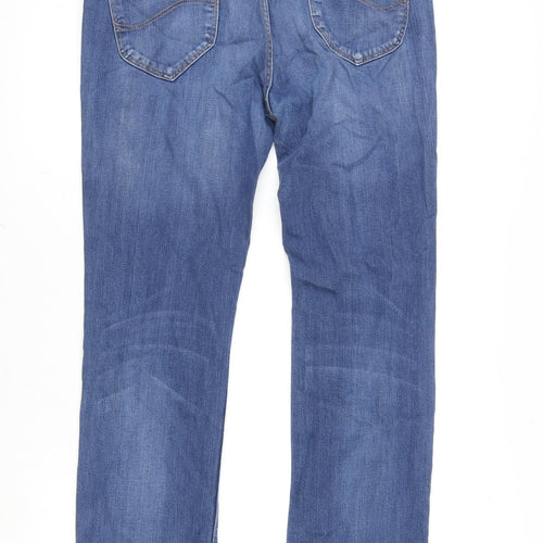 Lee Womens Blue Cotton Straight Jeans Size 33 in L30 in Regular Zip