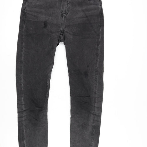 New Look Womens Grey Cotton Blend Skinny Jeans Size 10 L26 in Regular Zip
