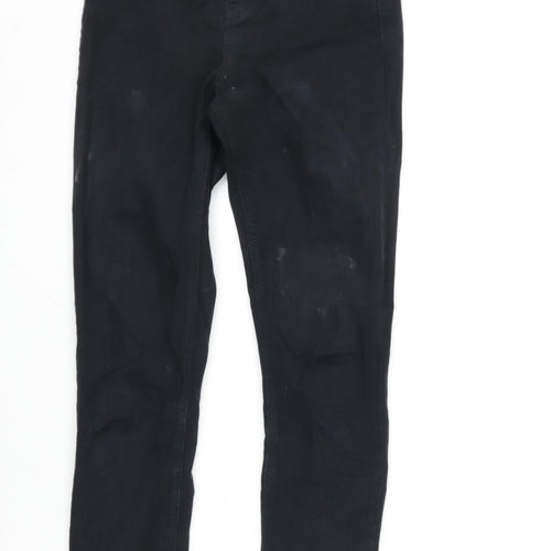 Topshop Womens Black Cotton Blend Tapered Jeans Size 25 in L32 in Regular Zip