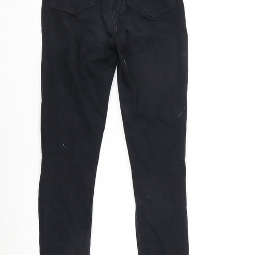 Topshop Womens Black Cotton Blend Tapered Jeans Size 25 in L32 in Regular Zip