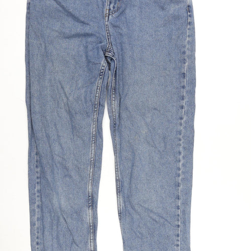 Denim & Co. Womens Blue Cotton Straight Jeans Size 8 L26 in Regular Zip