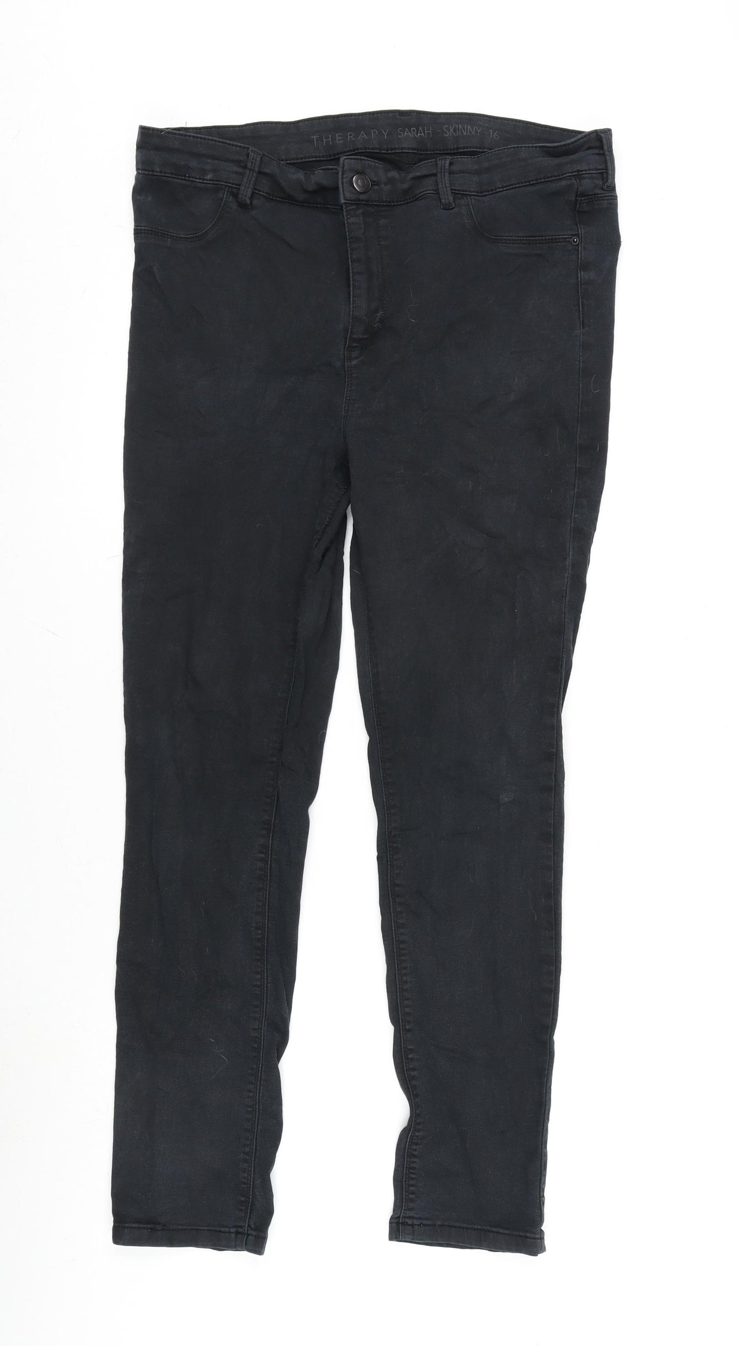 Therapy Sarah Womens Black Cotton Blend Skinny Jeans Size 16 L26.5 in Regular Zip