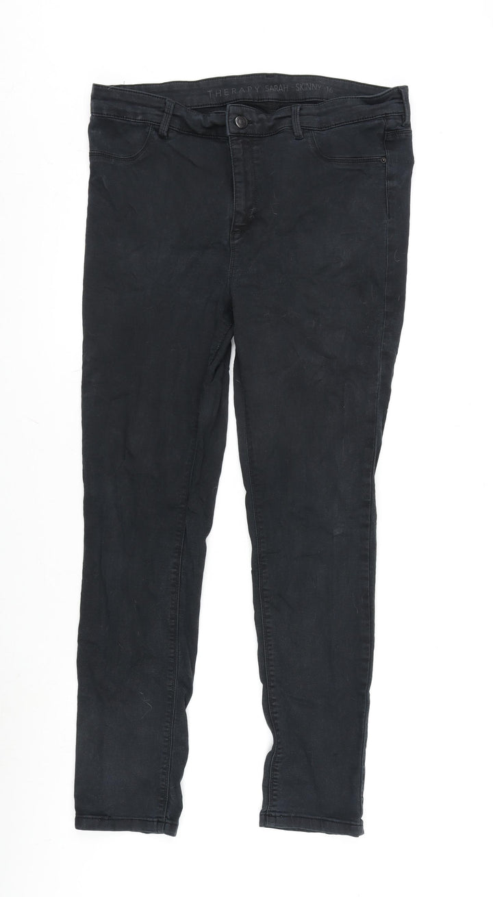 Therapy Sarah Womens Black Cotton Blend Skinny Jeans Size 16 L26.5 in Regular Zip