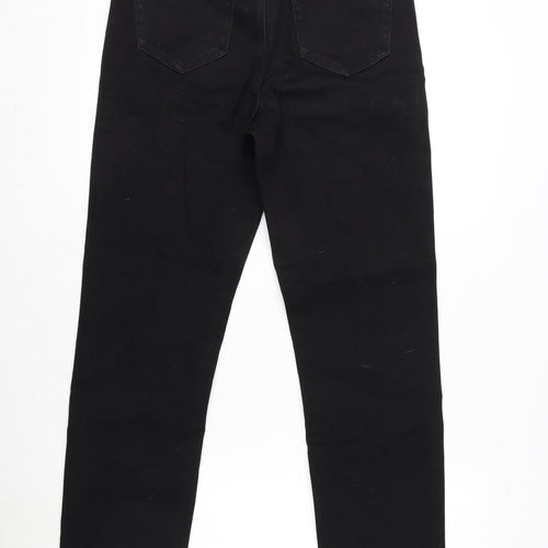 George Womens Black Cotton Blend Straight Jeans Size 12 L28 in Regular Zip