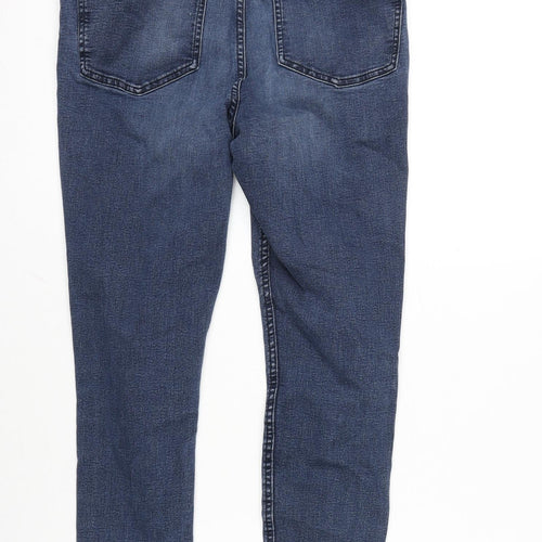 Marks and Spencer Womens Blue Cotton Blend Skinny Jeans Size 12 L27 in Regular Zip