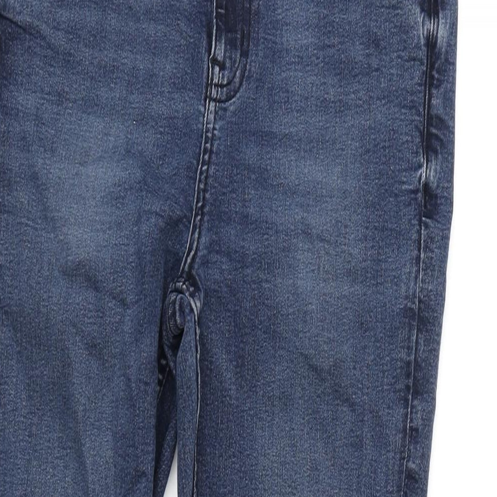 Marks and Spencer Womens Blue Cotton Blend Skinny Jeans Size 12 L27 in Regular Zip