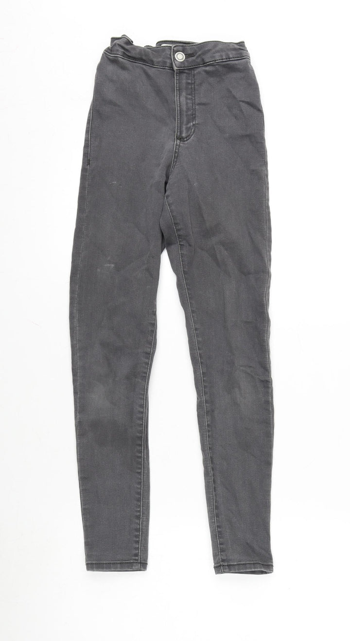 Zara Girls Grey Cotton Tapered Jeans Size 10 Years L24 in Regular Zip