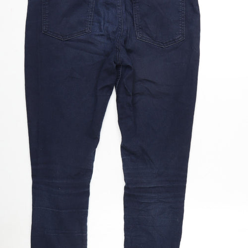 Marks and Spencer Womens Blue Cotton Blend Straight Jeans Size 12 L26 in Regular Zip