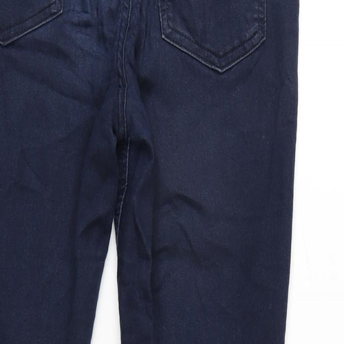 Marks and Spencer Womens Blue Cotton Blend Straight Jeans Size 12 L26 in Regular Zip