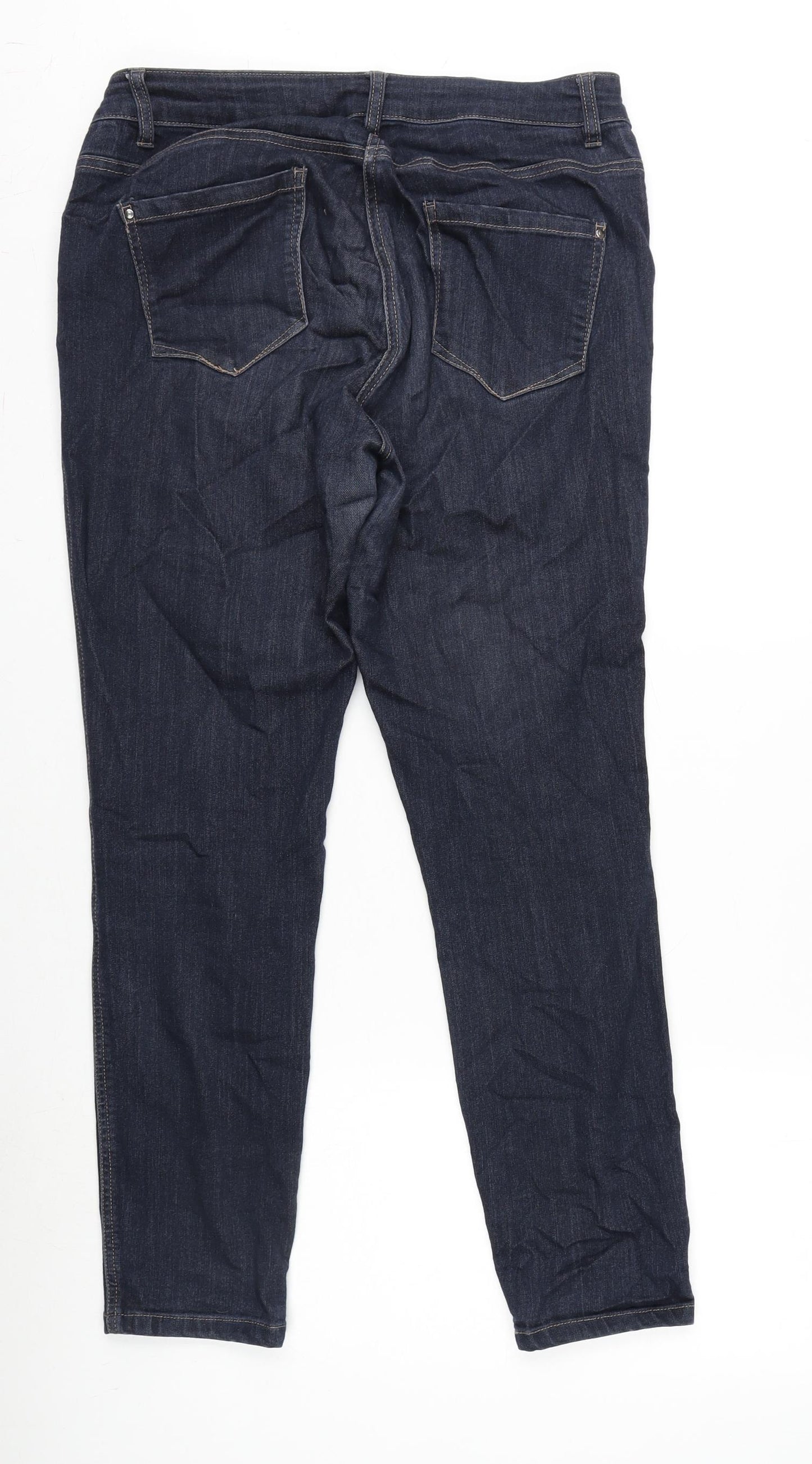 TU Womens Blue Cotton Blend Skinny Jeans Size 16 L27.5 in Regular Zip