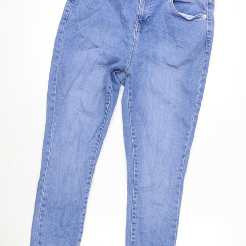 George Womens Blue Cotton Blend Straight Jeans Size 12 L26 in Regular Zip