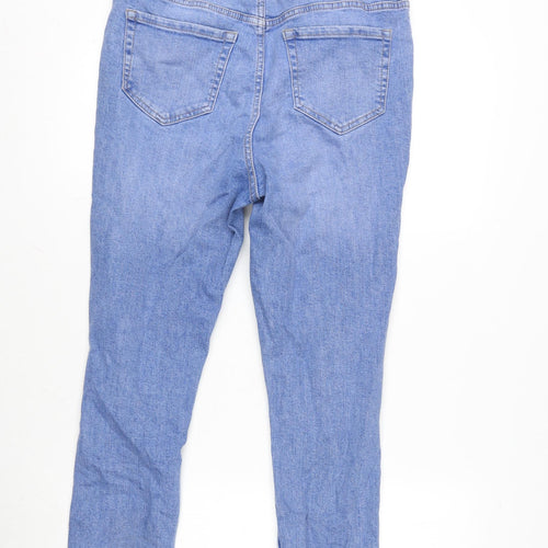 George Womens Blue Cotton Blend Straight Jeans Size 12 L26 in Regular Zip