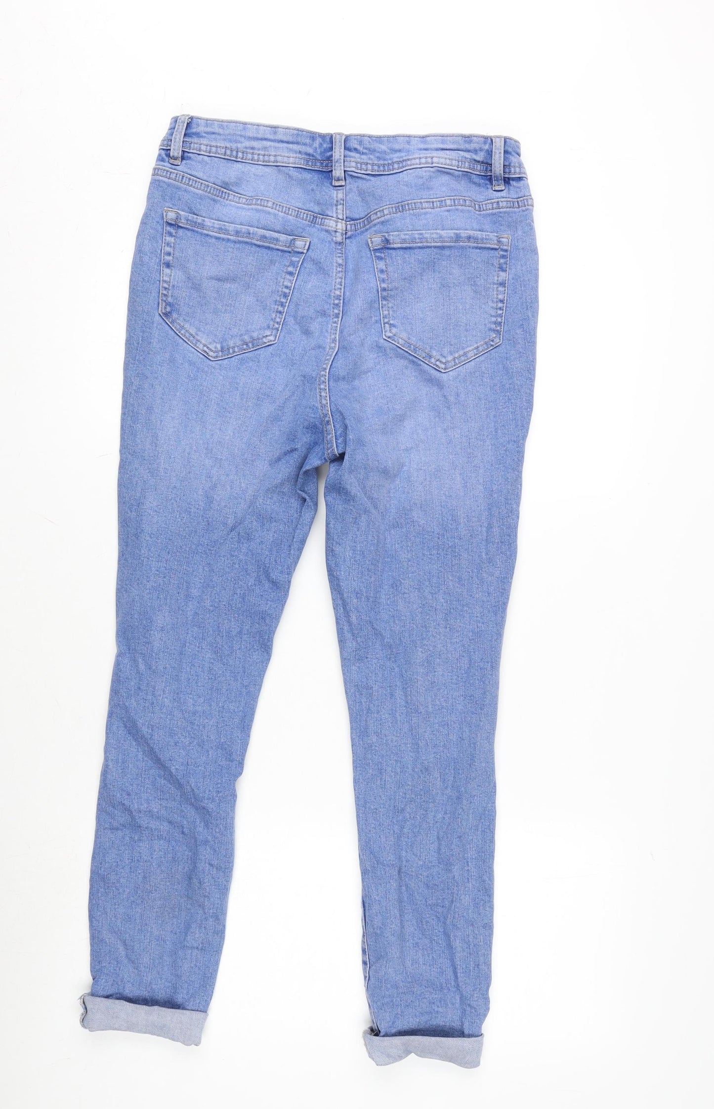 George Womens Blue Cotton Blend Straight Jeans Size 12 L26 in Regular Zip
