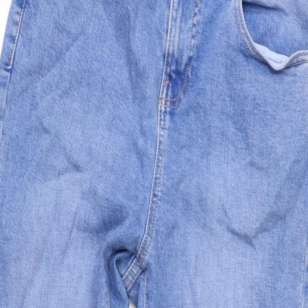 George Womens Blue Cotton Blend Straight Jeans Size 12 L26 in Regular Zip