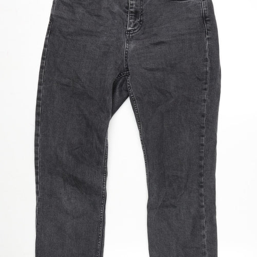 Topshop Womens Grey Cotton Blend Straight Jeans Size 28 L28 in Regular Zip