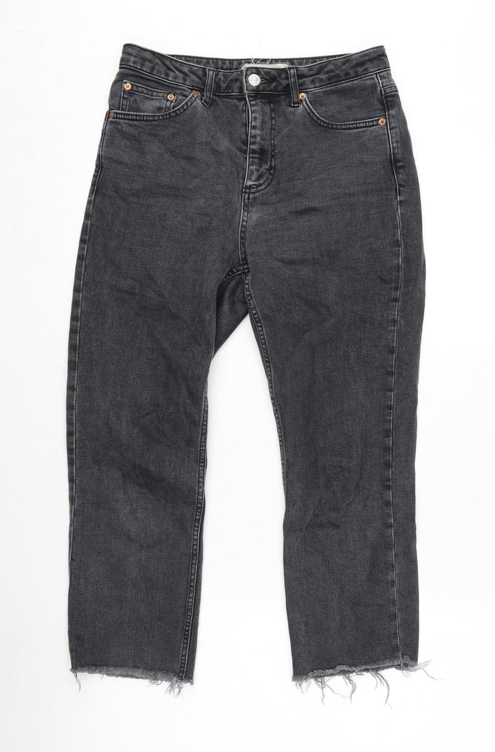 Topshop Womens Grey Cotton Blend Straight Jeans Size 28 L28 in Regular Zip