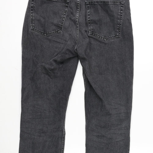 Topshop Womens Grey Cotton Blend Straight Jeans Size 28 L28 in Regular Zip