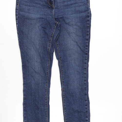 NEXT Womens Blue Cotton Blend Tapered Jeans Size 12 L27 in Regular Zip