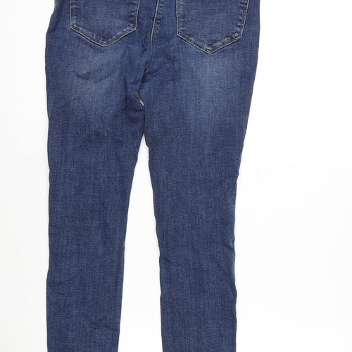 NEXT Womens Blue Cotton Blend Tapered Jeans Size 12 L27 in Regular Zip