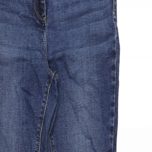 NEXT Womens Blue Cotton Blend Tapered Jeans Size 12 L27 in Regular Zip