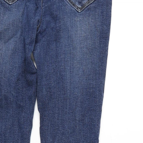 NEXT Womens Blue Cotton Blend Tapered Jeans Size 12 L27 in Regular Zip