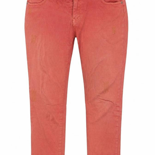 La Radoute Womens Red Cotton Blend Straight Jeans Size 34 in L26 in Regular Zip - Embroidery in places.
