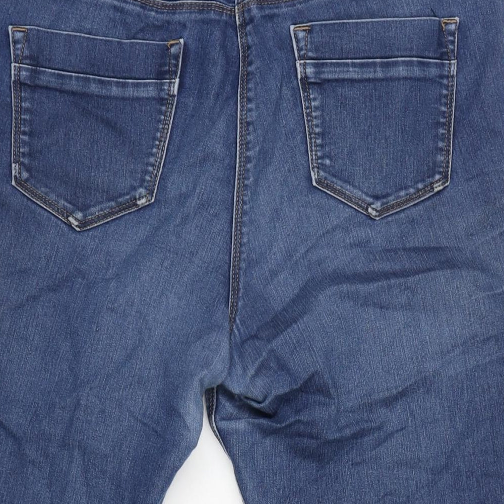NEXT Womens Blue Cotton Bermuda Shorts Size 12 L14 in Regular Zip - Raw Hem