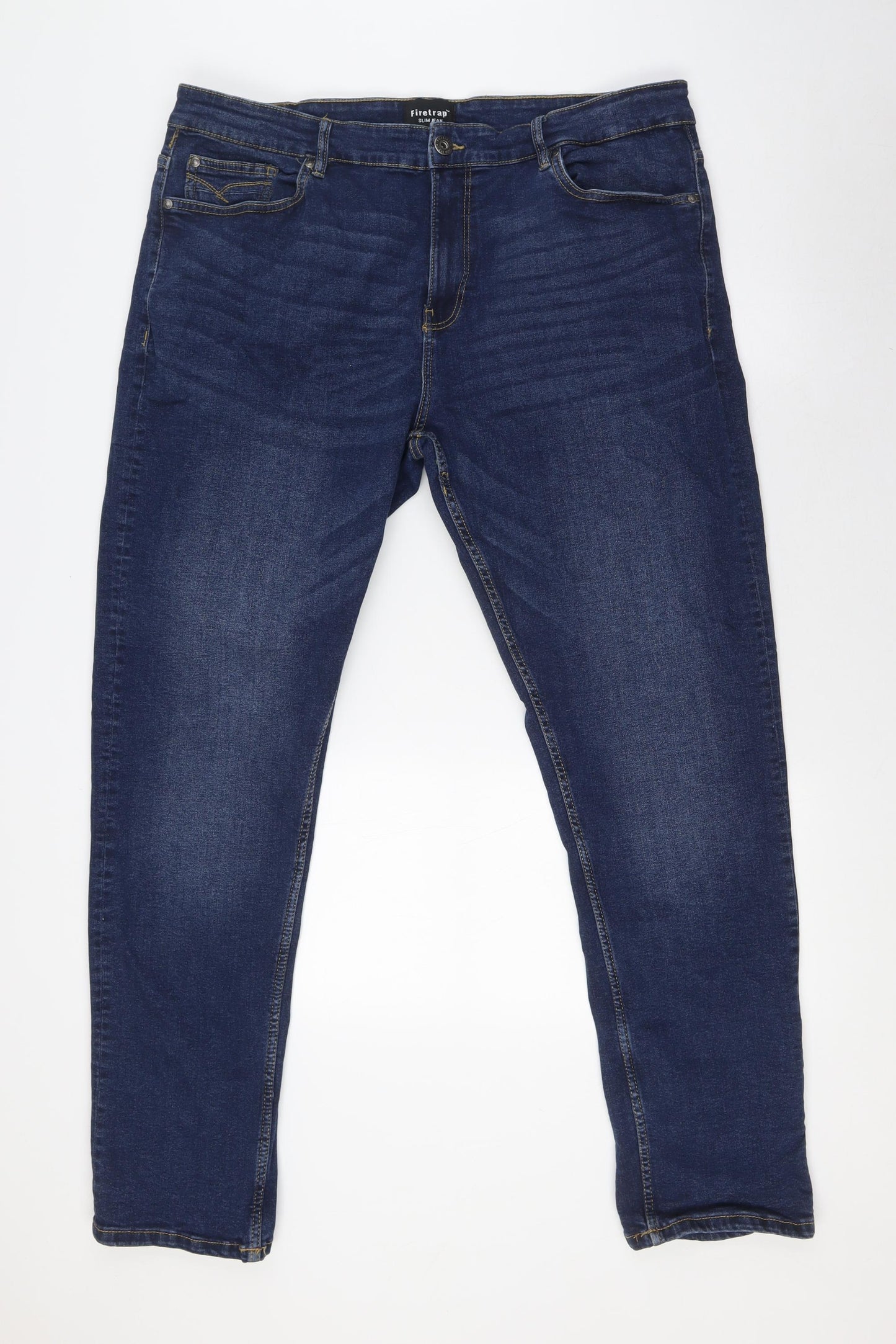 Firetrap Mens Blue Cotton Straight Jeans Size 40 in L32 in Slim Zip
